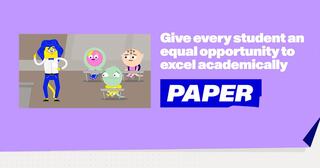 Cartoon teacher and students in classroom